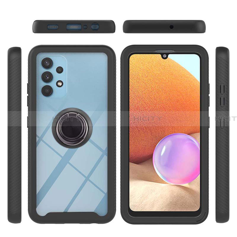 Custodia Silicone e Plastica Opaca Cover con Magnetico Anello Supporto ZJ1 per Samsung Galaxy A32 4G