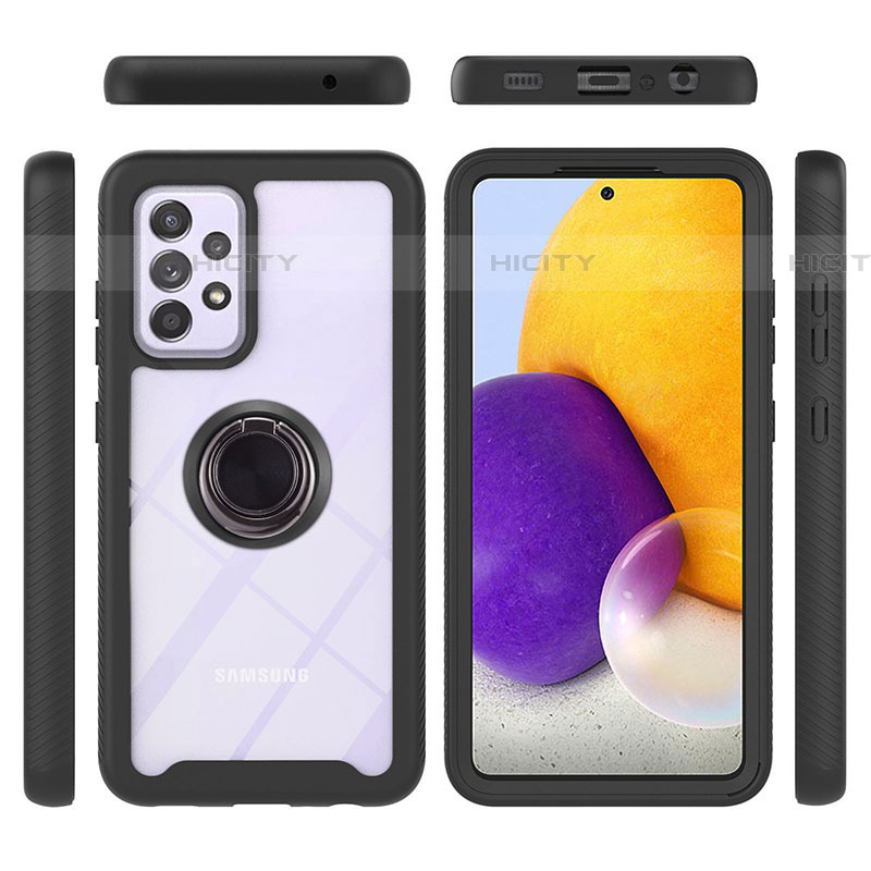 Custodia Silicone e Plastica Opaca Cover con Magnetico Anello Supporto ZJ1 per Samsung Galaxy A72 4G