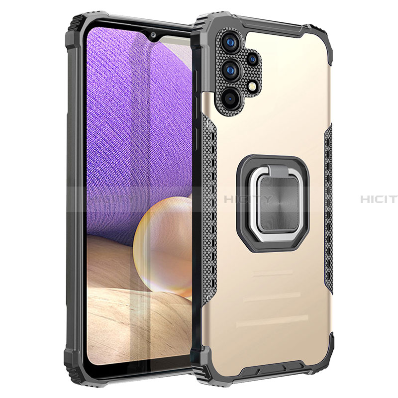 Custodia Silicone e Plastica Opaca Cover con Magnetico Anello Supporto ZJ2 per Samsung Galaxy A32 4G Oro