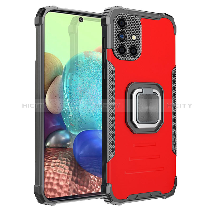 Custodia Silicone e Plastica Opaca Cover con Magnetico Anello Supporto ZJ2 per Samsung Galaxy A71 5G Rosso