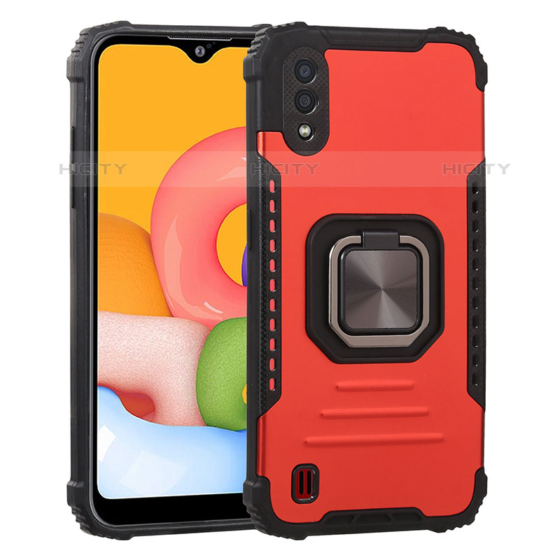 Custodia Silicone e Plastica Opaca Cover con Magnetico Anello Supporto ZJ2 per Samsung Galaxy M01