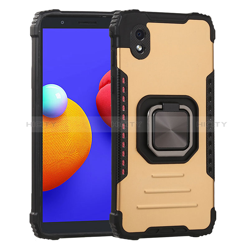 Custodia Silicone e Plastica Opaca Cover con Magnetico Anello Supporto ZJ2 per Samsung Galaxy M01 Core