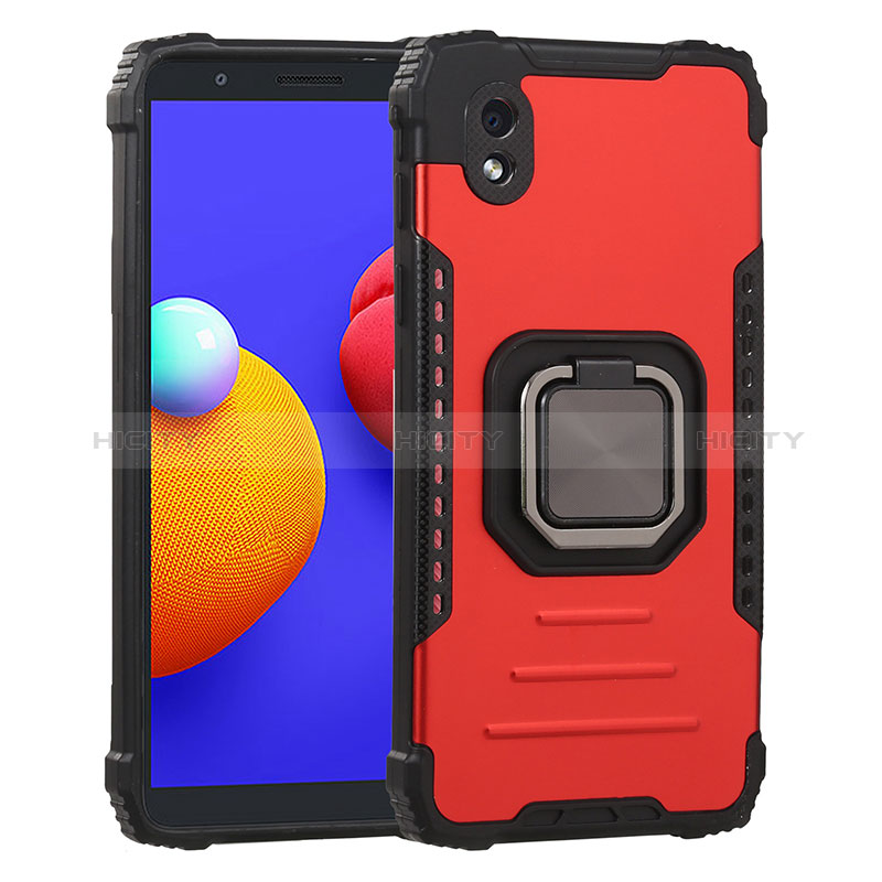 Custodia Silicone e Plastica Opaca Cover con Magnetico Anello Supporto ZJ2 per Samsung Galaxy M01 Core Rosso