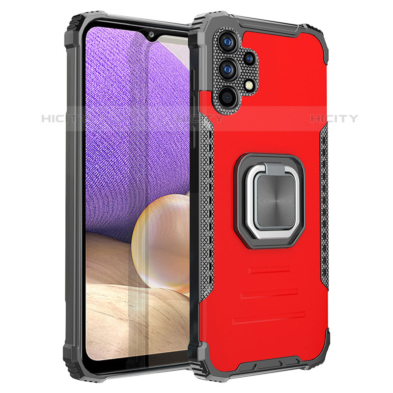 Custodia Silicone e Plastica Opaca Cover con Magnetico Anello Supporto ZJ2 per Samsung Galaxy M32 5G Rosso