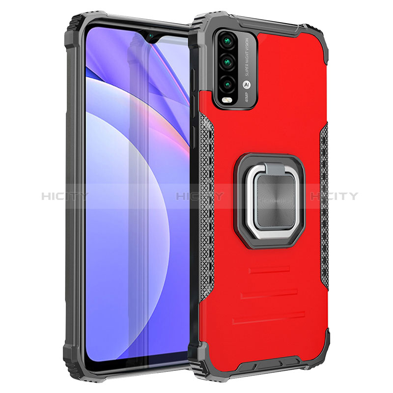 Custodia Silicone e Plastica Opaca Cover con Magnetico Anello Supporto ZJ2 per Xiaomi Redmi 9 Power