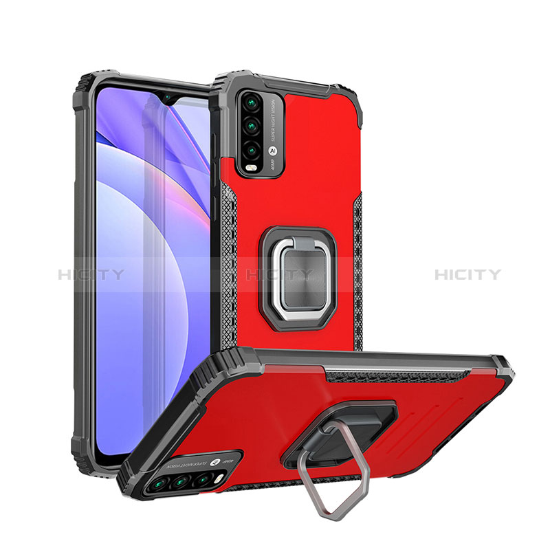 Custodia Silicone e Plastica Opaca Cover con Magnetico Anello Supporto ZJ2 per Xiaomi Redmi 9 Power