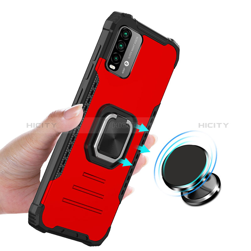 Custodia Silicone e Plastica Opaca Cover con Magnetico Anello Supporto ZJ2 per Xiaomi Redmi Note 9 4G