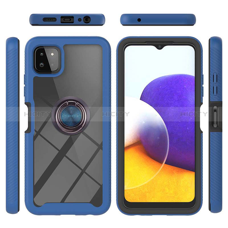 Custodia Silicone e Plastica Opaca Cover con Magnetico Anello Supporto ZJ5 per Samsung Galaxy A22s 5G