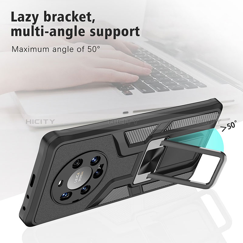 Custodia Silicone e Plastica Opaca Cover con Magnetico Anello Supporto ZL1 per Huawei Mate 40 Pro+ Plus