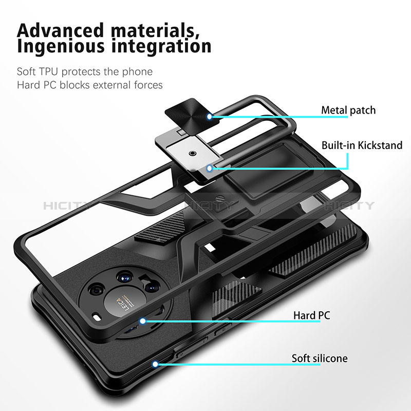 Custodia Silicone e Plastica Opaca Cover con Magnetico Anello Supporto ZL1 per Huawei Mate 40 Pro+ Plus