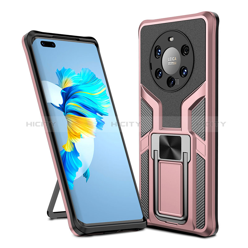 Custodia Silicone e Plastica Opaca Cover con Magnetico Anello Supporto ZL1 per Huawei Mate 40 Pro+ Plus