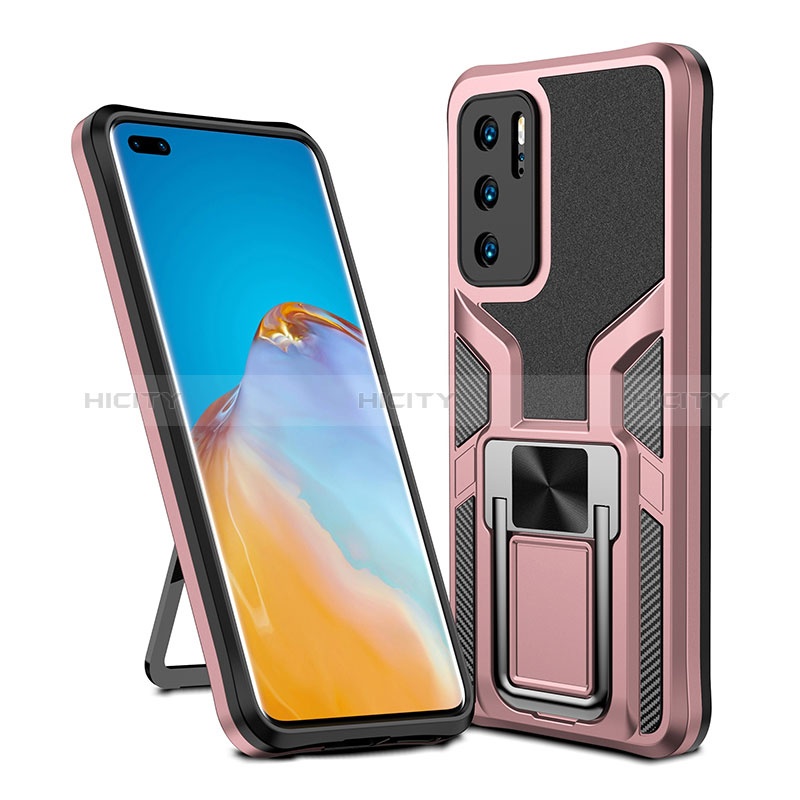 Custodia Silicone e Plastica Opaca Cover con Magnetico Anello Supporto ZL1 per Huawei P40