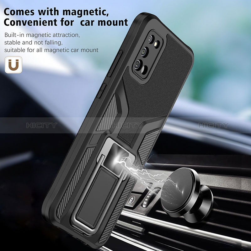 Custodia Silicone e Plastica Opaca Cover con Magnetico Anello Supporto ZL1 per Samsung Galaxy A02s