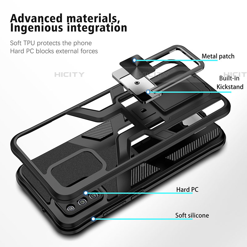 Custodia Silicone e Plastica Opaca Cover con Magnetico Anello Supporto ZL1 per Samsung Galaxy A03s