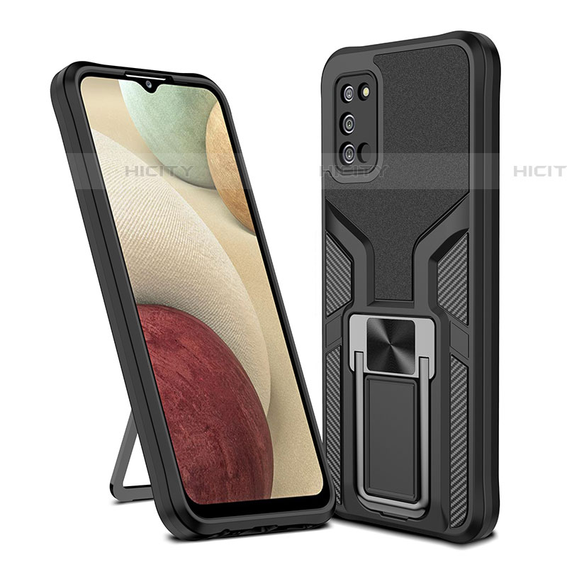 Custodia Silicone e Plastica Opaca Cover con Magnetico Anello Supporto ZL1 per Samsung Galaxy A03s