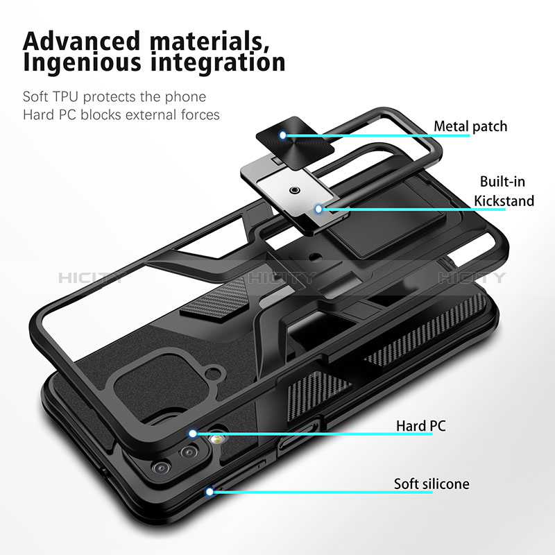 Custodia Silicone e Plastica Opaca Cover con Magnetico Anello Supporto ZL1 per Samsung Galaxy A12 Nacho