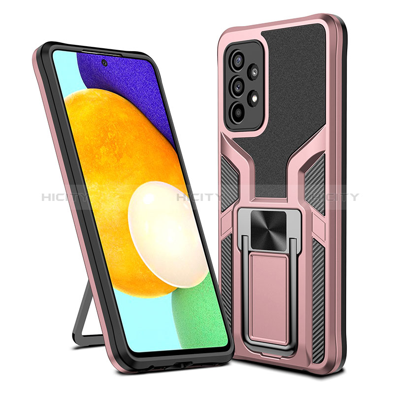 Custodia Silicone e Plastica Opaca Cover con Magnetico Anello Supporto ZL1 per Samsung Galaxy A52s 5G