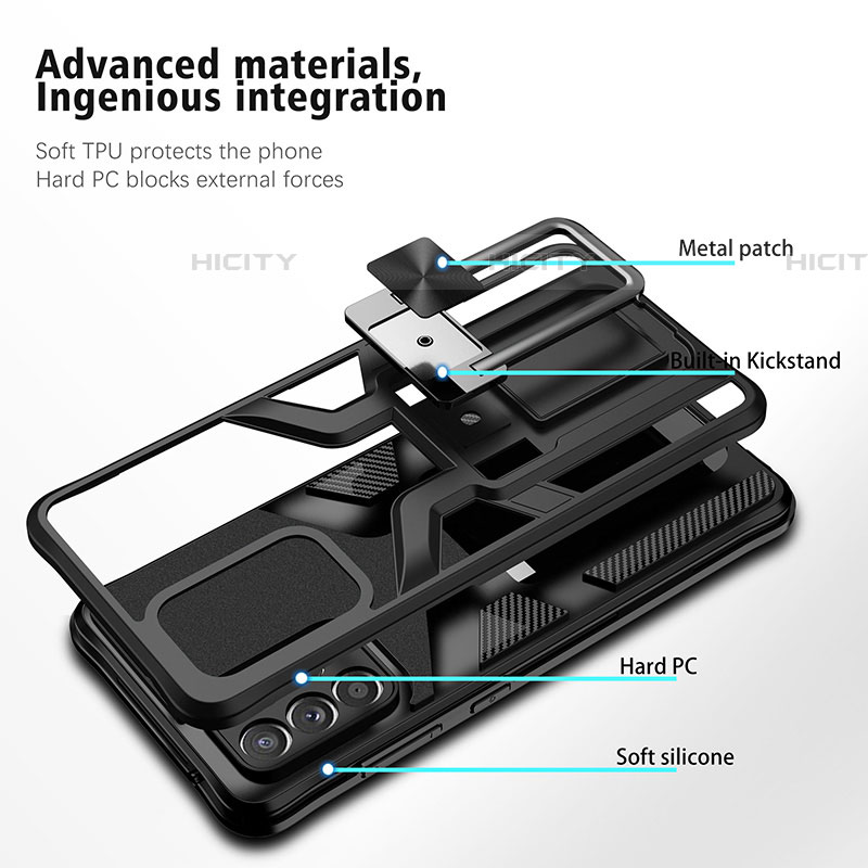 Custodia Silicone e Plastica Opaca Cover con Magnetico Anello Supporto ZL1 per Samsung Galaxy A72 4G