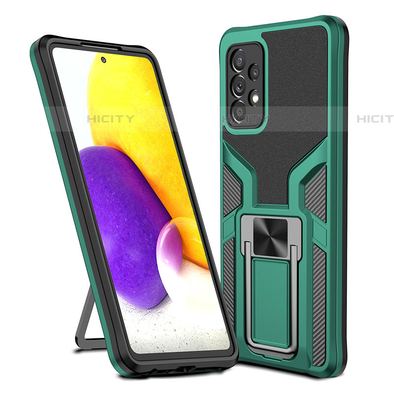 Custodia Silicone e Plastica Opaca Cover con Magnetico Anello Supporto ZL1 per Samsung Galaxy A72 4G