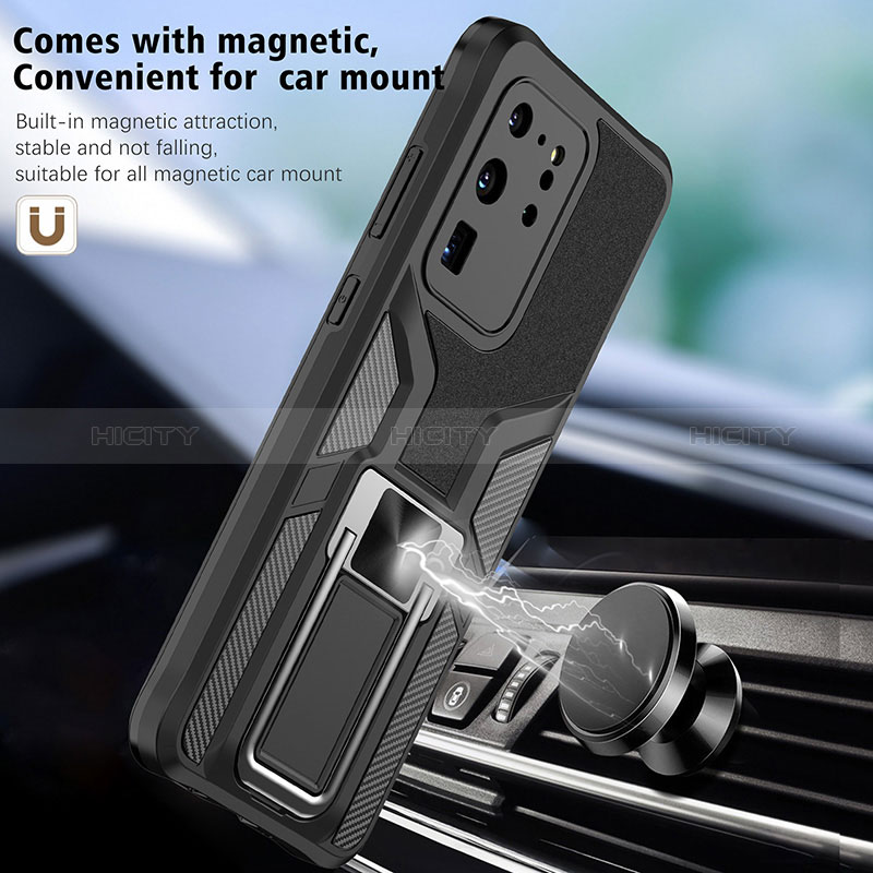 Custodia Silicone e Plastica Opaca Cover con Magnetico Anello Supporto ZL1 per Samsung Galaxy S20 Ultra