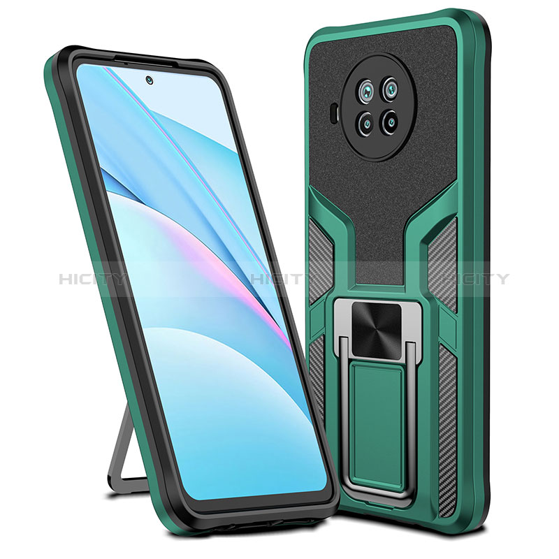 Custodia Silicone e Plastica Opaca Cover con Magnetico Anello Supporto ZL1 per Xiaomi Mi 10i 5G Verde