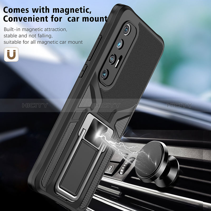 Custodia Silicone e Plastica Opaca Cover con Magnetico Anello Supporto ZL1 per Xiaomi Mi 10S 5G