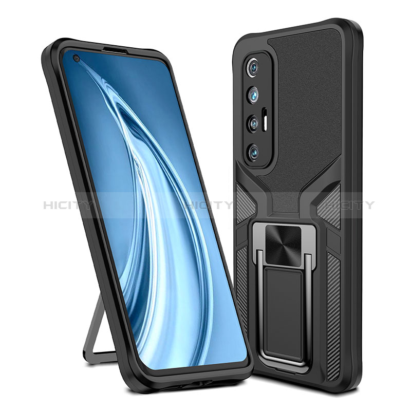 Custodia Silicone e Plastica Opaca Cover con Magnetico Anello Supporto ZL1 per Xiaomi Mi 10S 5G Nero