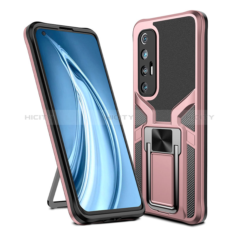 Custodia Silicone e Plastica Opaca Cover con Magnetico Anello Supporto ZL1 per Xiaomi Mi 10S 5G Oro Rosa