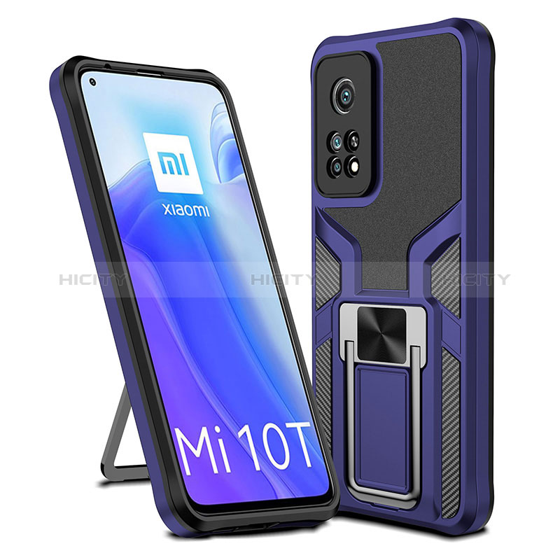 Custodia Silicone e Plastica Opaca Cover con Magnetico Anello Supporto ZL1 per Xiaomi Mi 10T 5G