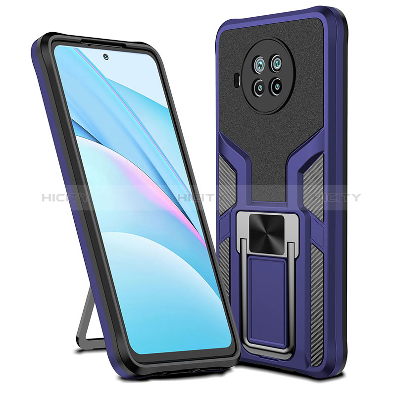 Custodia Silicone e Plastica Opaca Cover con Magnetico Anello Supporto ZL1 per Xiaomi Mi 10T Lite 5G Blu