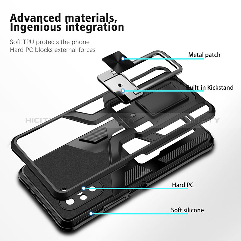 Custodia Silicone e Plastica Opaca Cover con Magnetico Anello Supporto ZL1 per Xiaomi Poco F3 5G