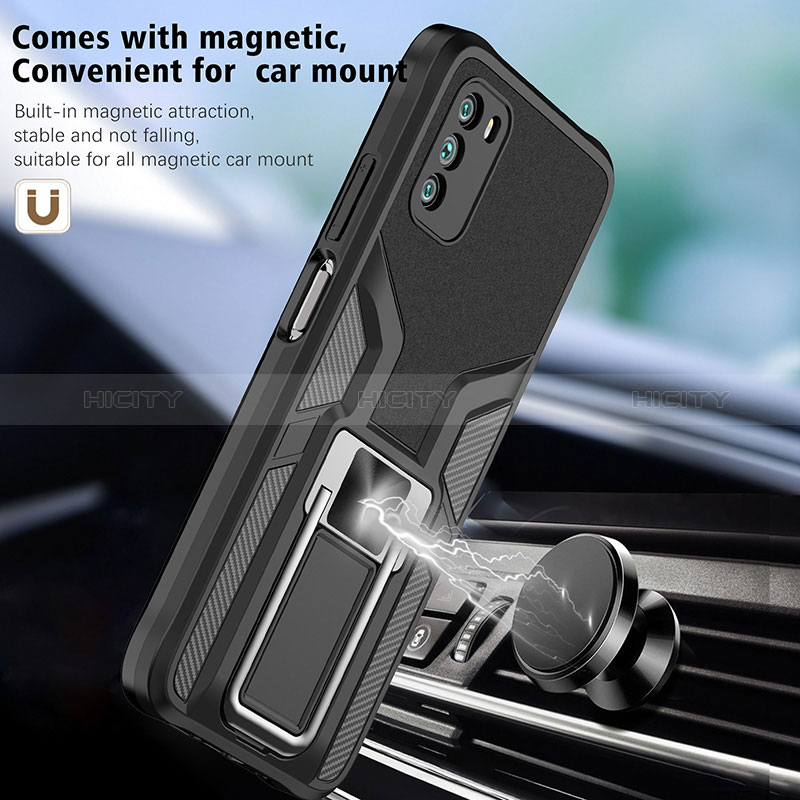 Custodia Silicone e Plastica Opaca Cover con Magnetico Anello Supporto ZL1 per Xiaomi Poco M3