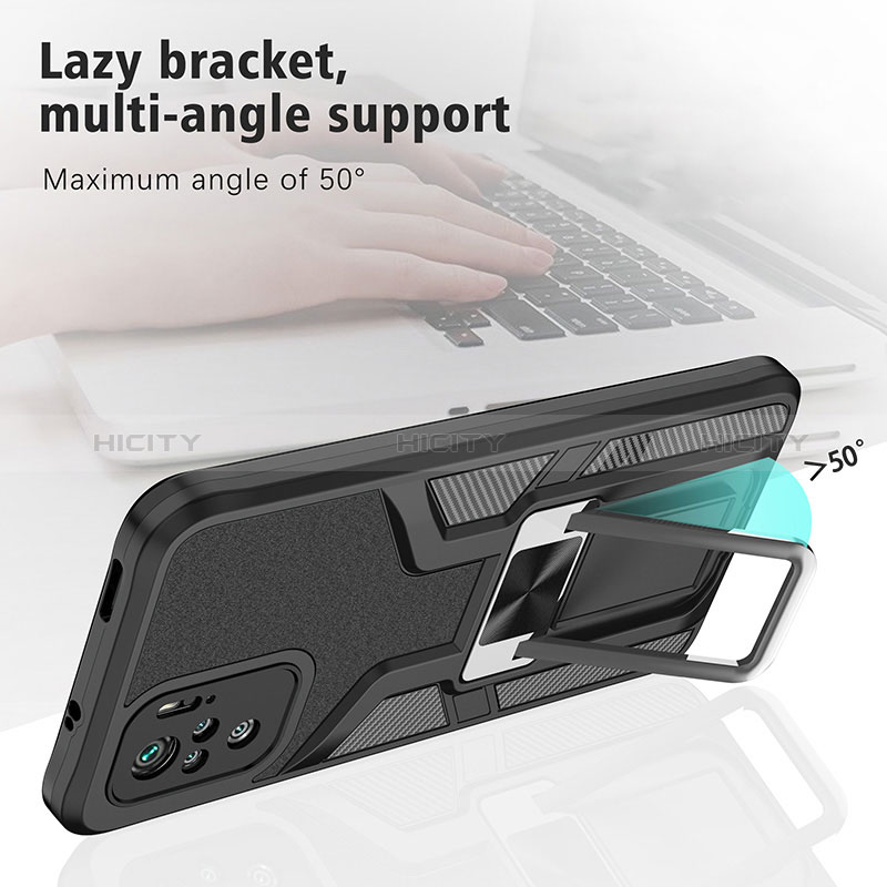 Custodia Silicone e Plastica Opaca Cover con Magnetico Anello Supporto ZL1 per Xiaomi Poco M5S