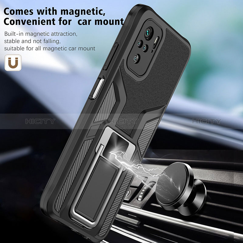 Custodia Silicone e Plastica Opaca Cover con Magnetico Anello Supporto ZL1 per Xiaomi Poco M5S