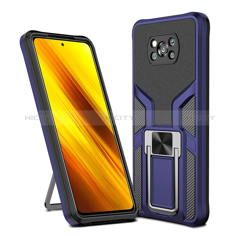 Custodia Silicone e Plastica Opaca Cover con Magnetico Anello Supporto ZL1 per Xiaomi Poco X3