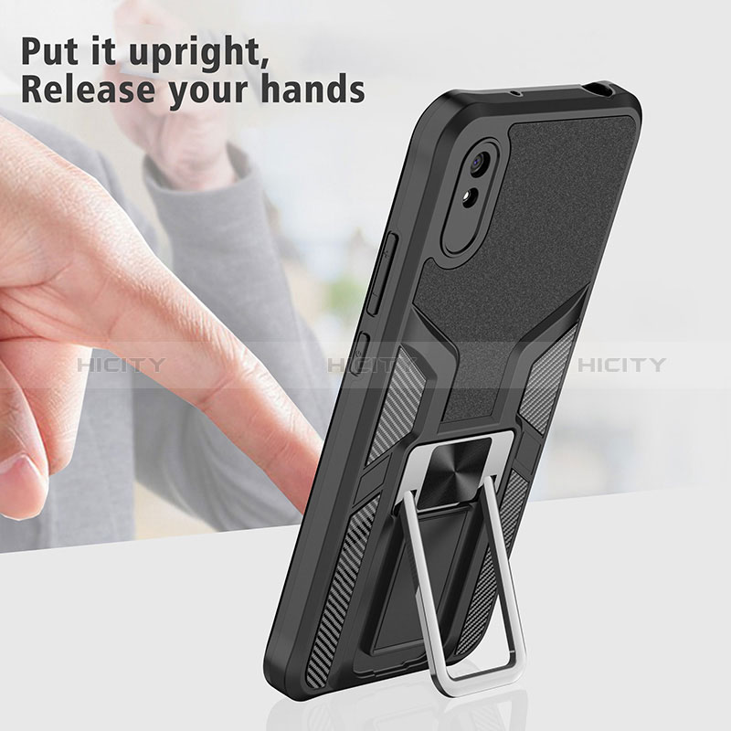 Custodia Silicone e Plastica Opaca Cover con Magnetico Anello Supporto ZL1 per Xiaomi Redmi 9A