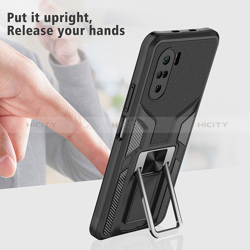 Custodia Silicone e Plastica Opaca Cover con Magnetico Anello Supporto ZL1 per Xiaomi Redmi K40 Pro 5G