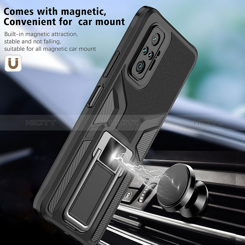 Custodia Silicone e Plastica Opaca Cover con Magnetico Anello Supporto ZL1 per Xiaomi Redmi Note 10 Pro 4G