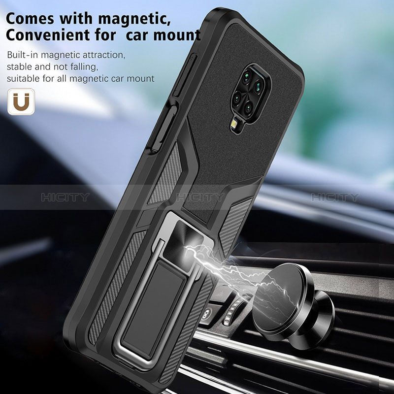 Custodia Silicone e Plastica Opaca Cover con Magnetico Anello Supporto ZL1 per Xiaomi Redmi Note 9 Pro