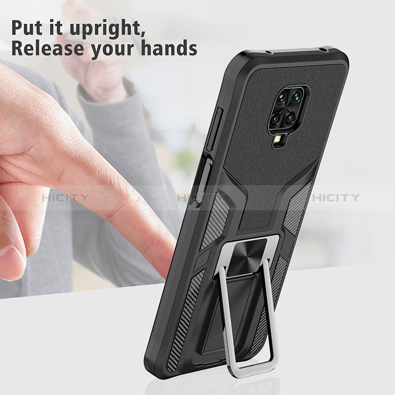 Custodia Silicone e Plastica Opaca Cover con Magnetico Anello Supporto ZL1 per Xiaomi Redmi Note 9S