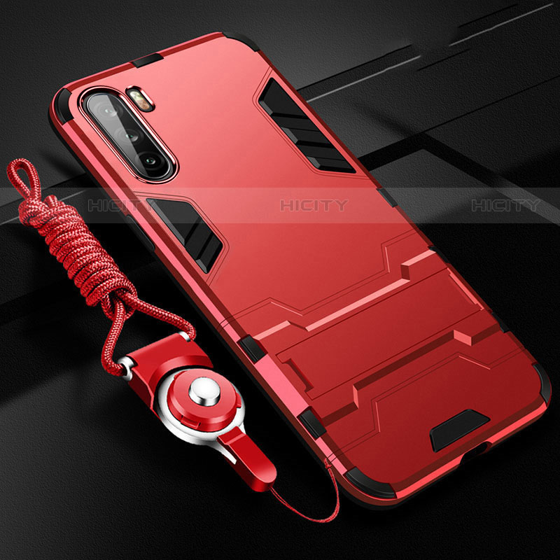 Custodia Silicone e Plastica Opaca Cover con Magnetico Supporto A01 per Huawei Mate 40 Lite 5G Rosso