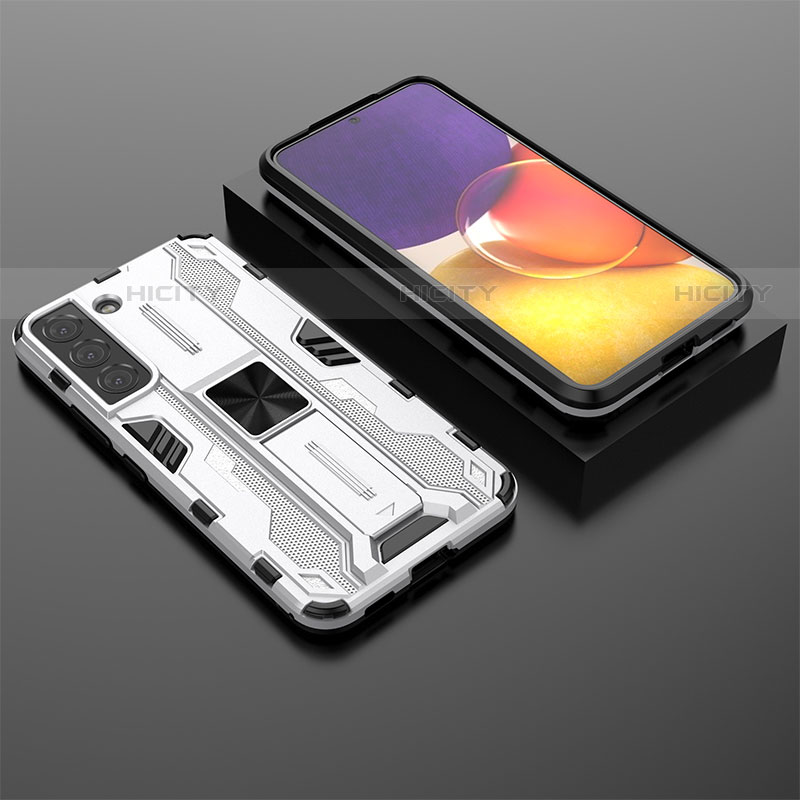 Custodia Silicone e Plastica Opaca Cover con Magnetico Supporto A01 per Samsung Galaxy S21 FE 5G