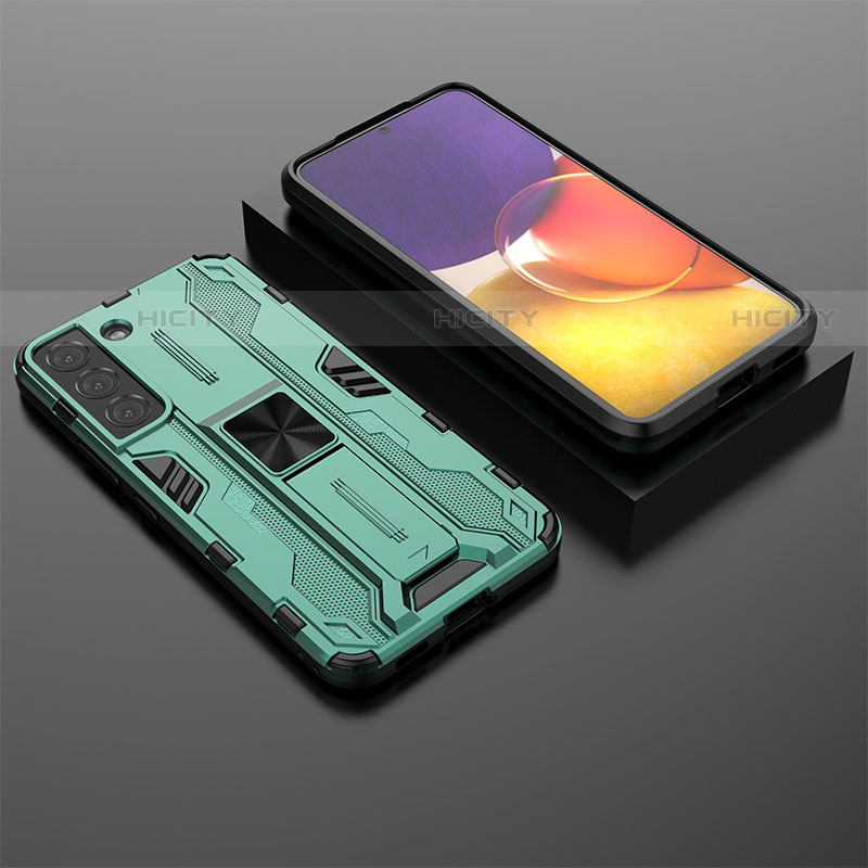 Custodia Silicone e Plastica Opaca Cover con Magnetico Supporto A01 per Samsung Galaxy S23 Plus 5G Verde