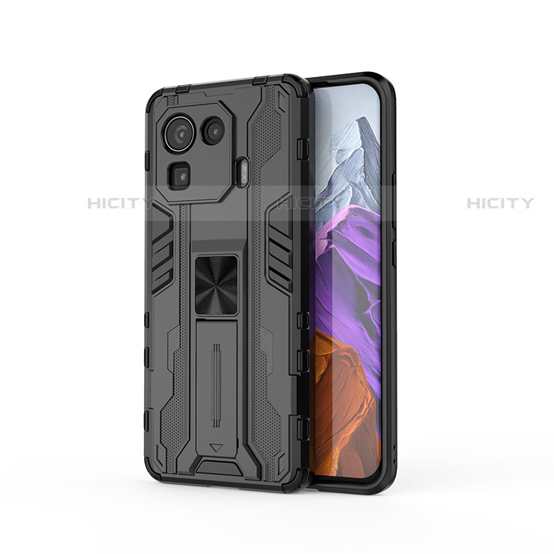 Custodia Silicone e Plastica Opaca Cover con Magnetico Supporto A01 per Xiaomi Mi 11 Pro 5G Nero