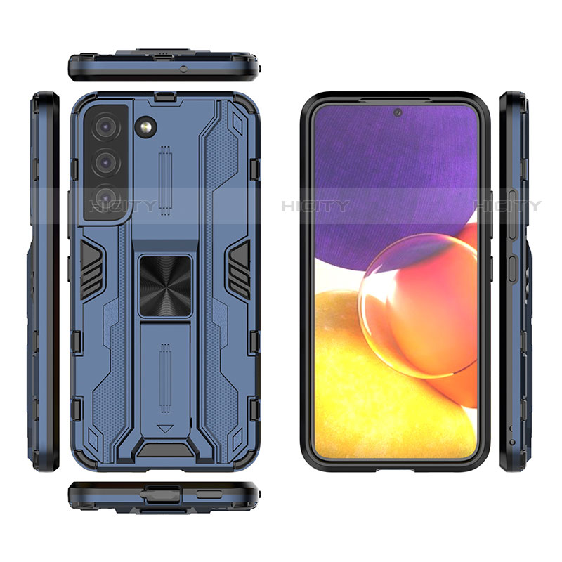 Custodia Silicone e Plastica Opaca Cover con Magnetico Supporto A02 per Samsung Galaxy S22 5G