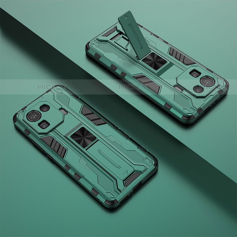 Custodia Silicone e Plastica Opaca Cover con Magnetico Supporto A02 per Xiaomi Mi 11 Pro 5G Verde