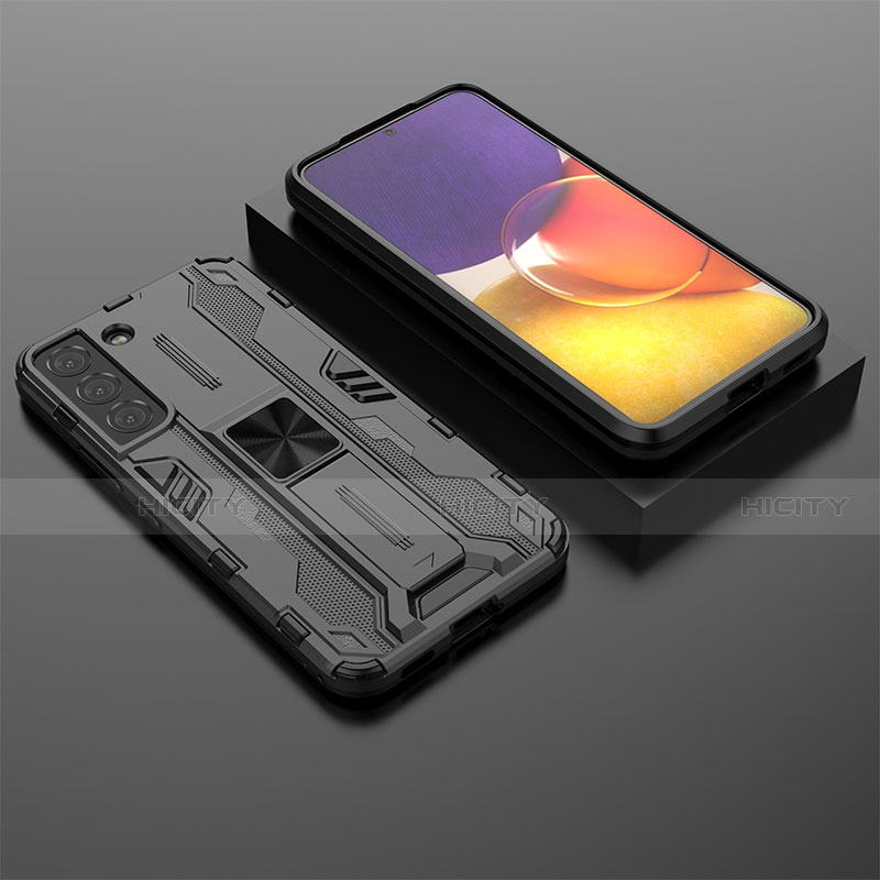 Custodia Silicone e Plastica Opaca Cover con Magnetico Supporto A03 per Samsung Galaxy S21 5G