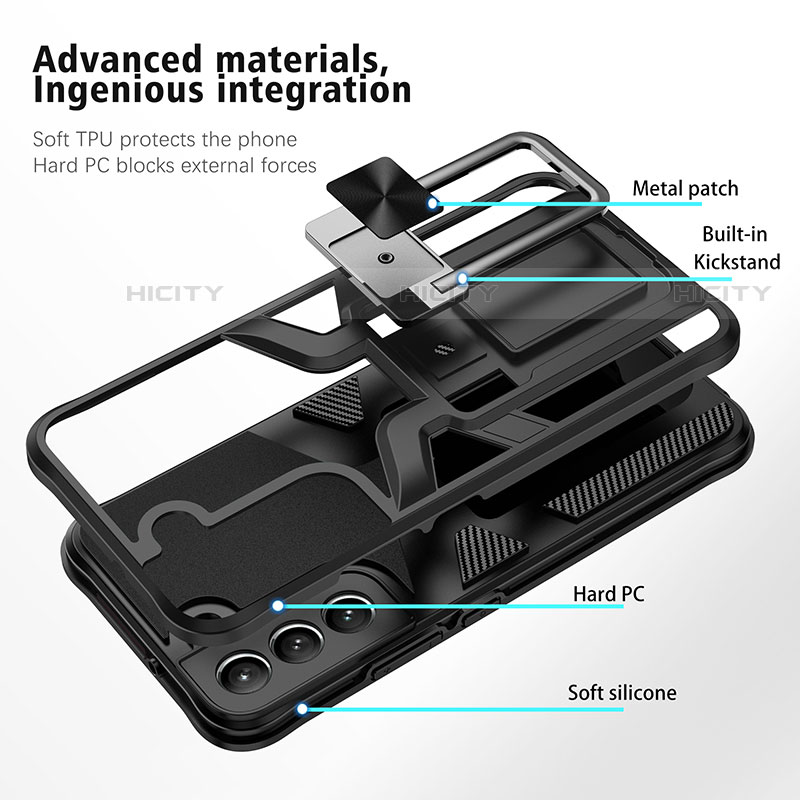 Custodia Silicone e Plastica Opaca Cover con Magnetico Supporto A05 per Samsung Galaxy S21 FE 5G