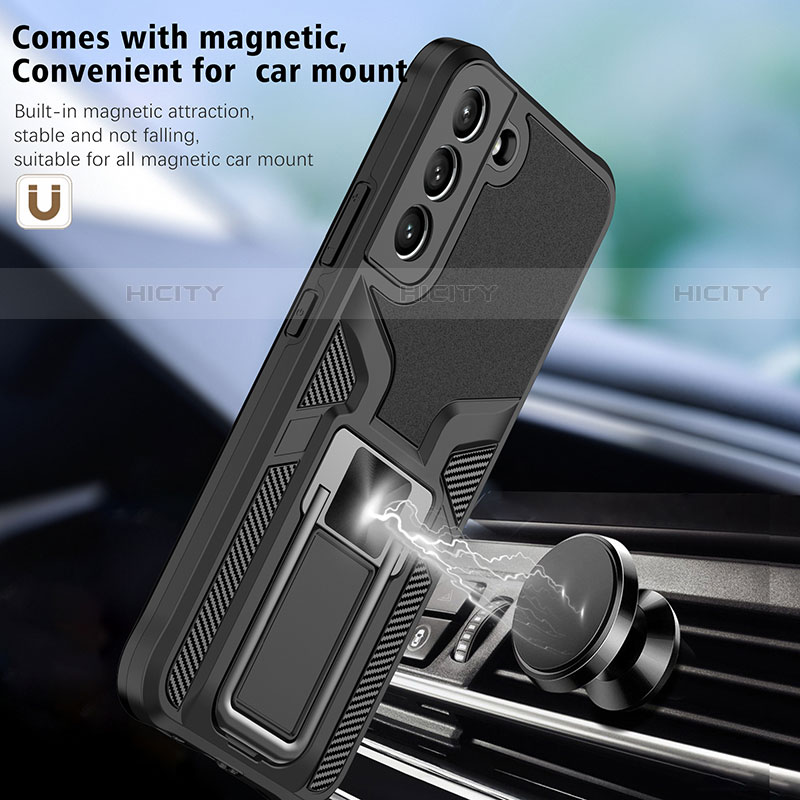 Custodia Silicone e Plastica Opaca Cover con Magnetico Supporto A05 per Samsung Galaxy S23 Plus 5G