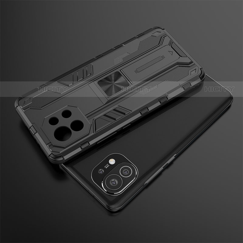 Custodia Silicone e Plastica Opaca Cover con Magnetico Supporto H01 per Xiaomi Mi 11 5G